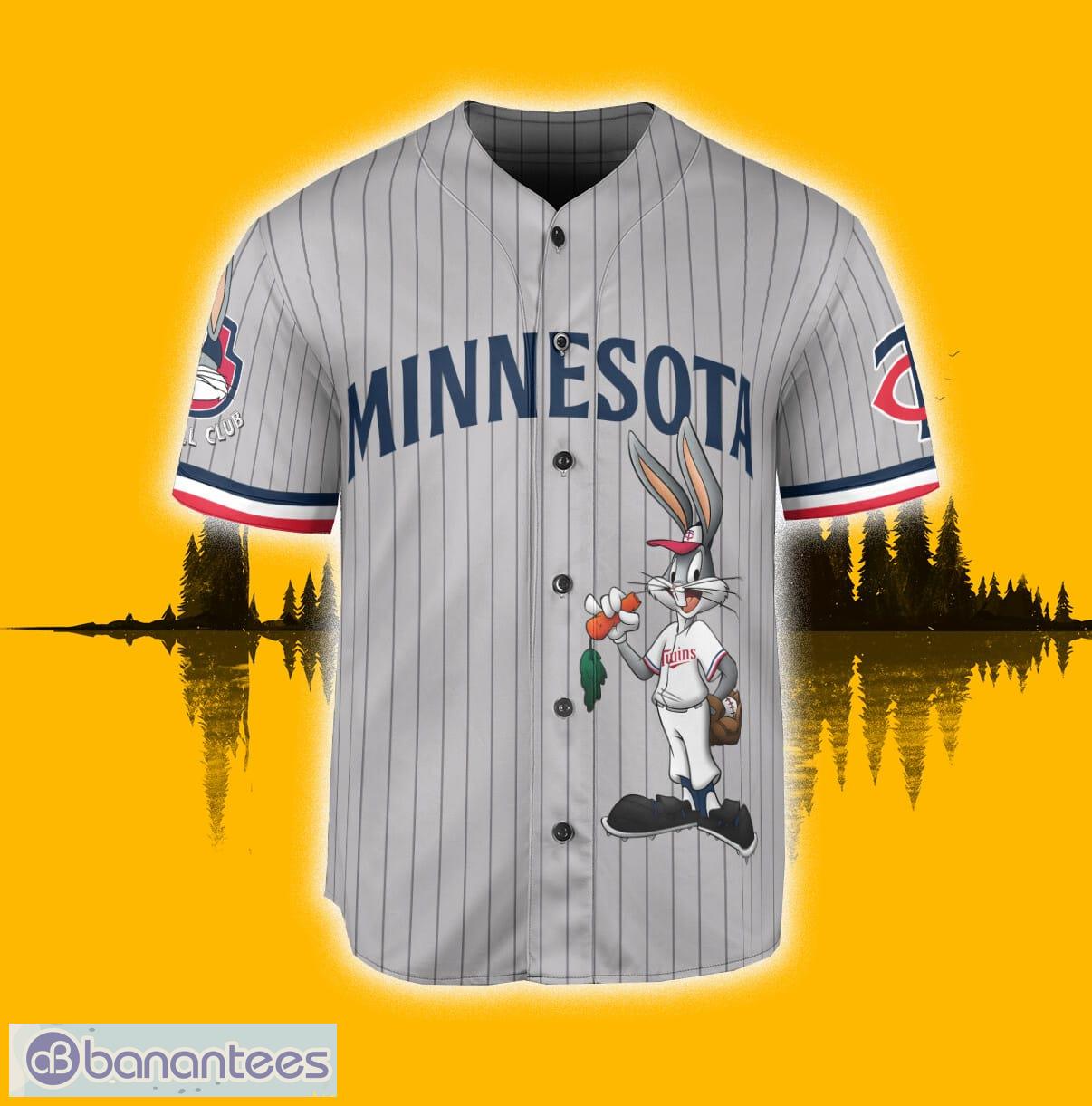 Minnesota Twins Looney Tunes Bugs Bunny Gray Road Baseball Jersey -   Worldwide Shipping