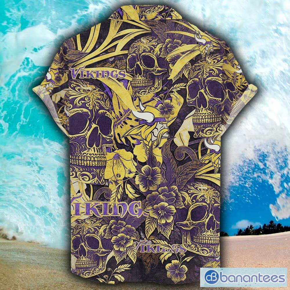 Minnesota Vikings and skull Hawaiian Shirt And Shorts Summer Vacation Gift  - Banantees