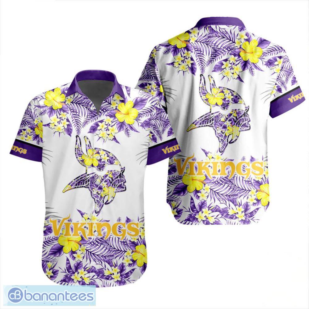 Minnesota Vikings NFL And Tropical Pattern Aloha Hawaii Style 3D T-Shirt -  Banantees