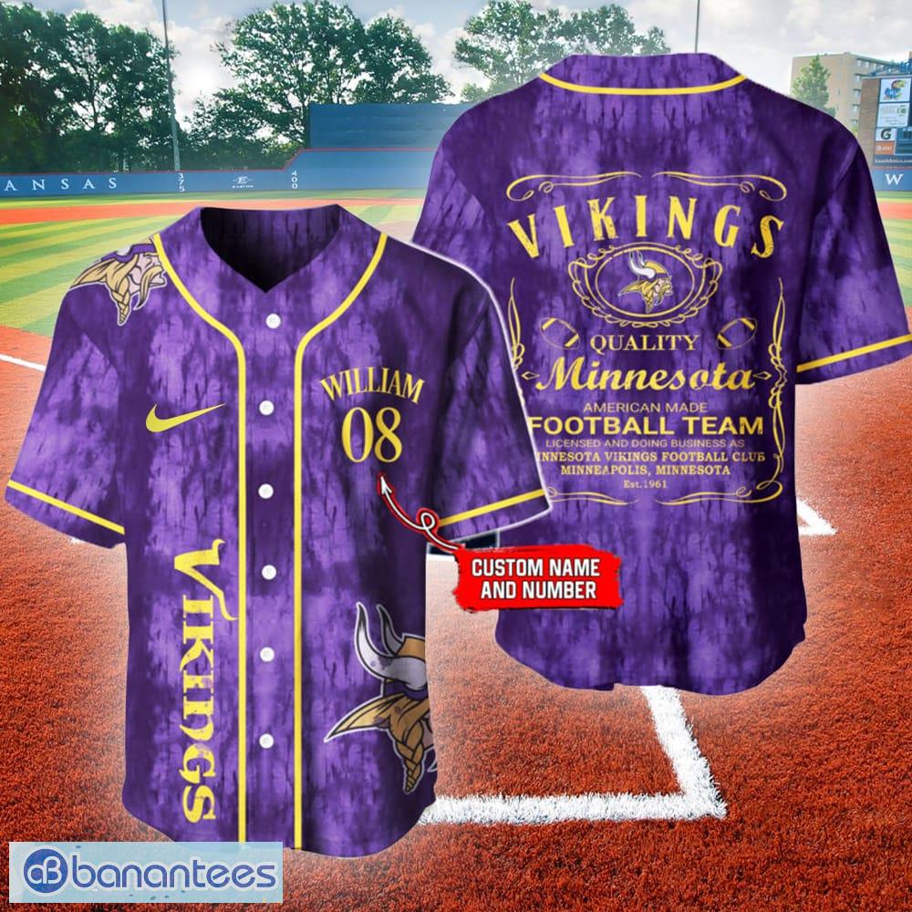 Minnesota Vikings-NFL BASEBALL JERSEY CUSTOM NAME AND NUMBER Best