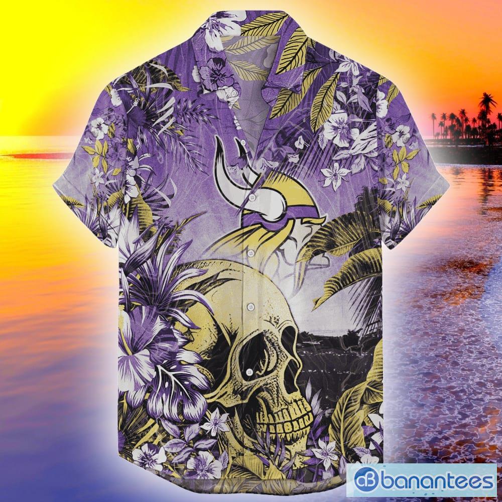 Minnesota Vikings Tropical Skull NFL Design 7 Beach Hawaiian Shirt