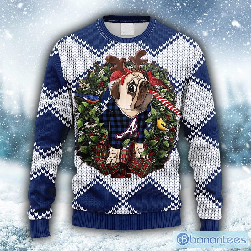 MLB Atlanta Braves Pub Dog Christmas Ugly 3D Sweater For Men And