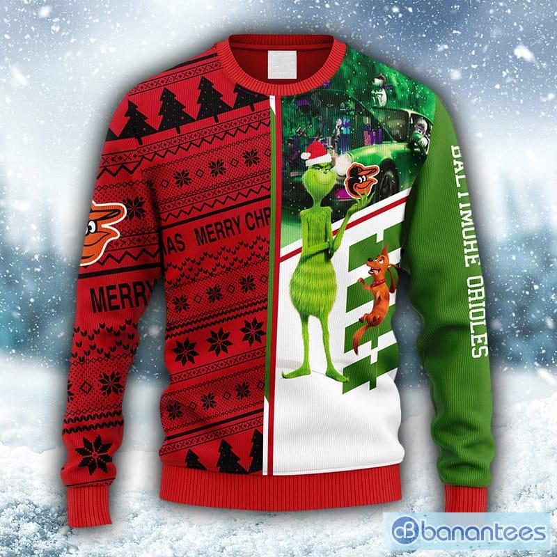 MLB Baltimore Orioles Grinch & Scooby-Doo Christmas Ugly 3D Sweater For Men  And Women Gift Ugly Christmas - Banantees