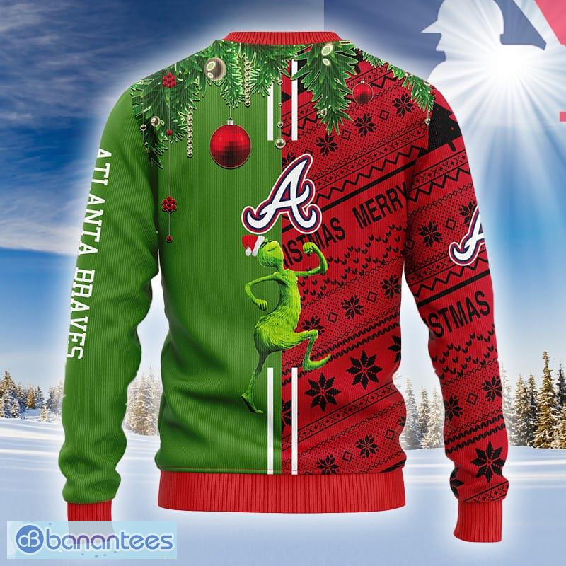 Santa Grinch I Will Loves Atlanta Braves Here Or There I Will Loves Atlanta  Braves Everywhere Christmas Shirt, Grinch Gifts For Him