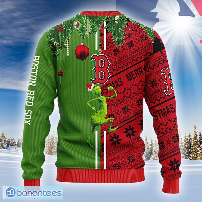 Boston Red Sox Basic Pattern Ugly Christmas Sweater - Banantees
