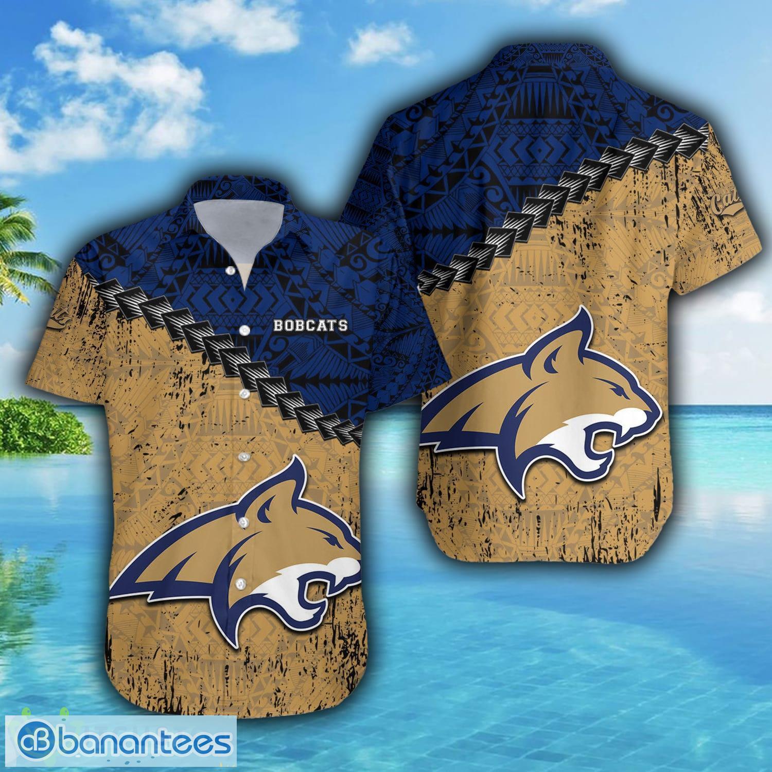 Montana State Bobcats 3D Hawaiian Shirt Grunge Polynesian