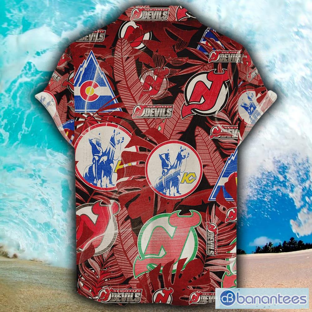 New Jersey Devils Hawaiian Retro Logo NHLTropical Beach Men And Women Gift  For Fans - Banantees