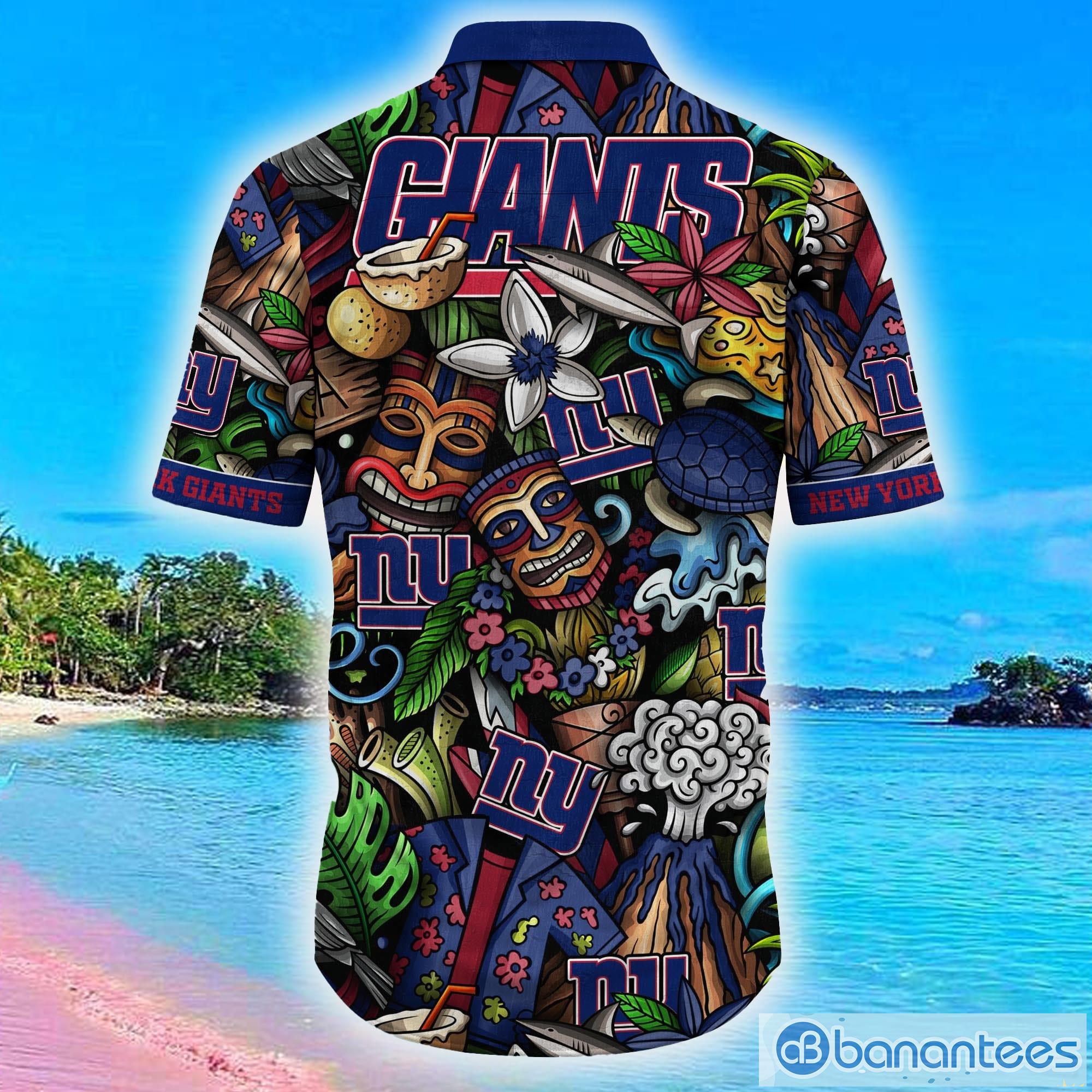 New York Giants Tropical Floral Custom Name Aloha Hawaiian Shirt