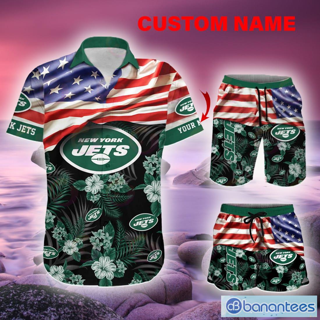 New York Jets Custom Name NFL Floral Hawaiian Shirt And Shorts Gift For Men  And Women Fans - Banantees