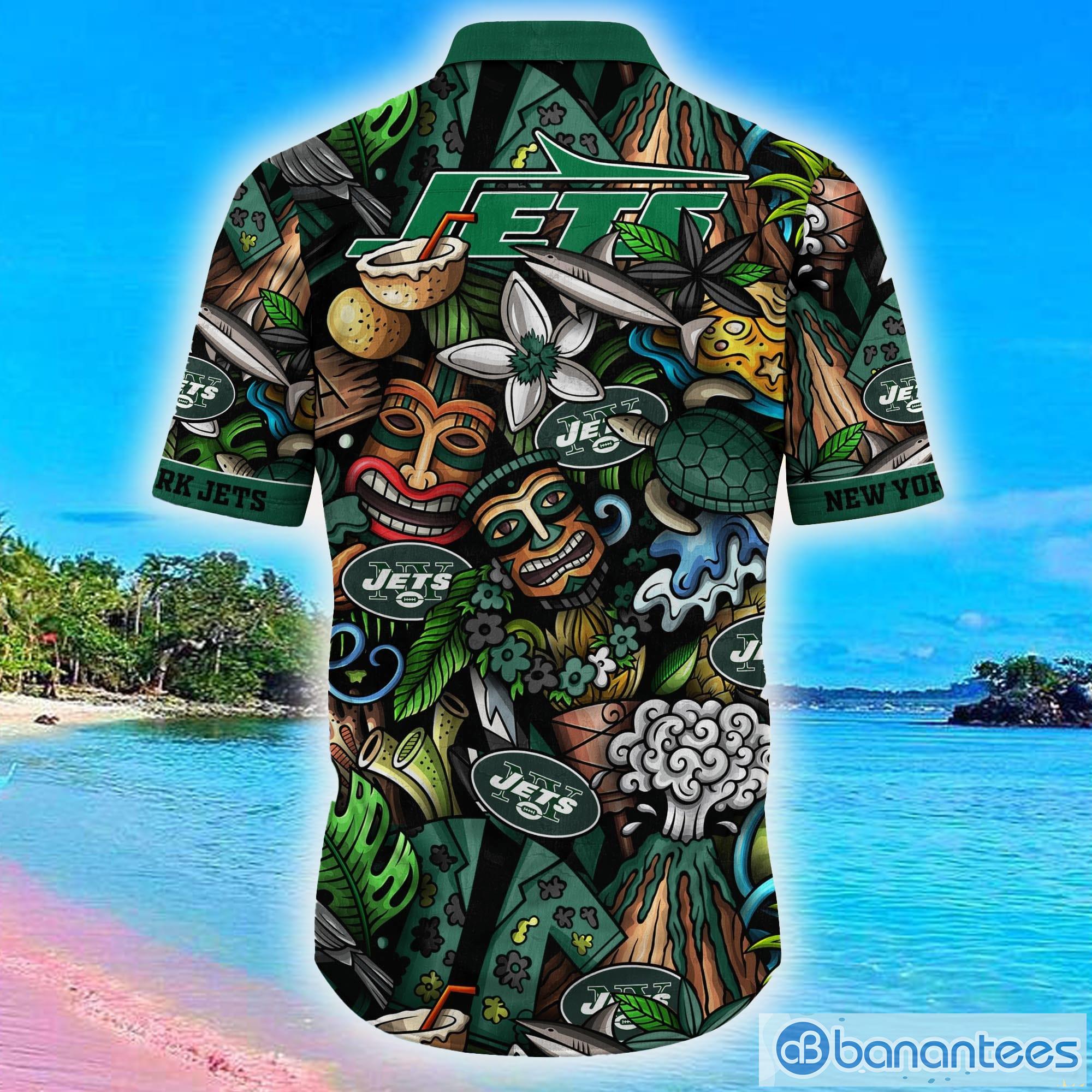 NFL New York Jets Green White Hawaiian Shirt - Trendy Aloha