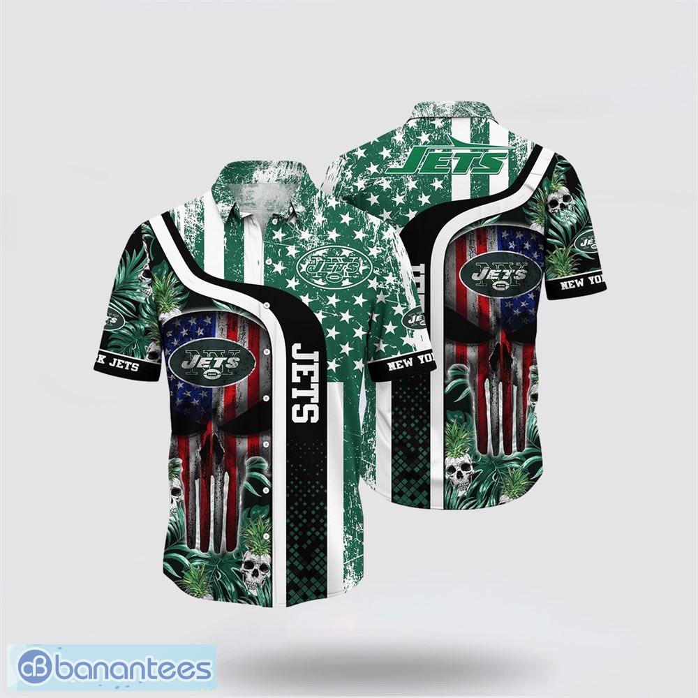 NFL New York Jets Skull Leaf Halloween Fans Hawaiian Shirt Gift For Men And  Women - Banantees