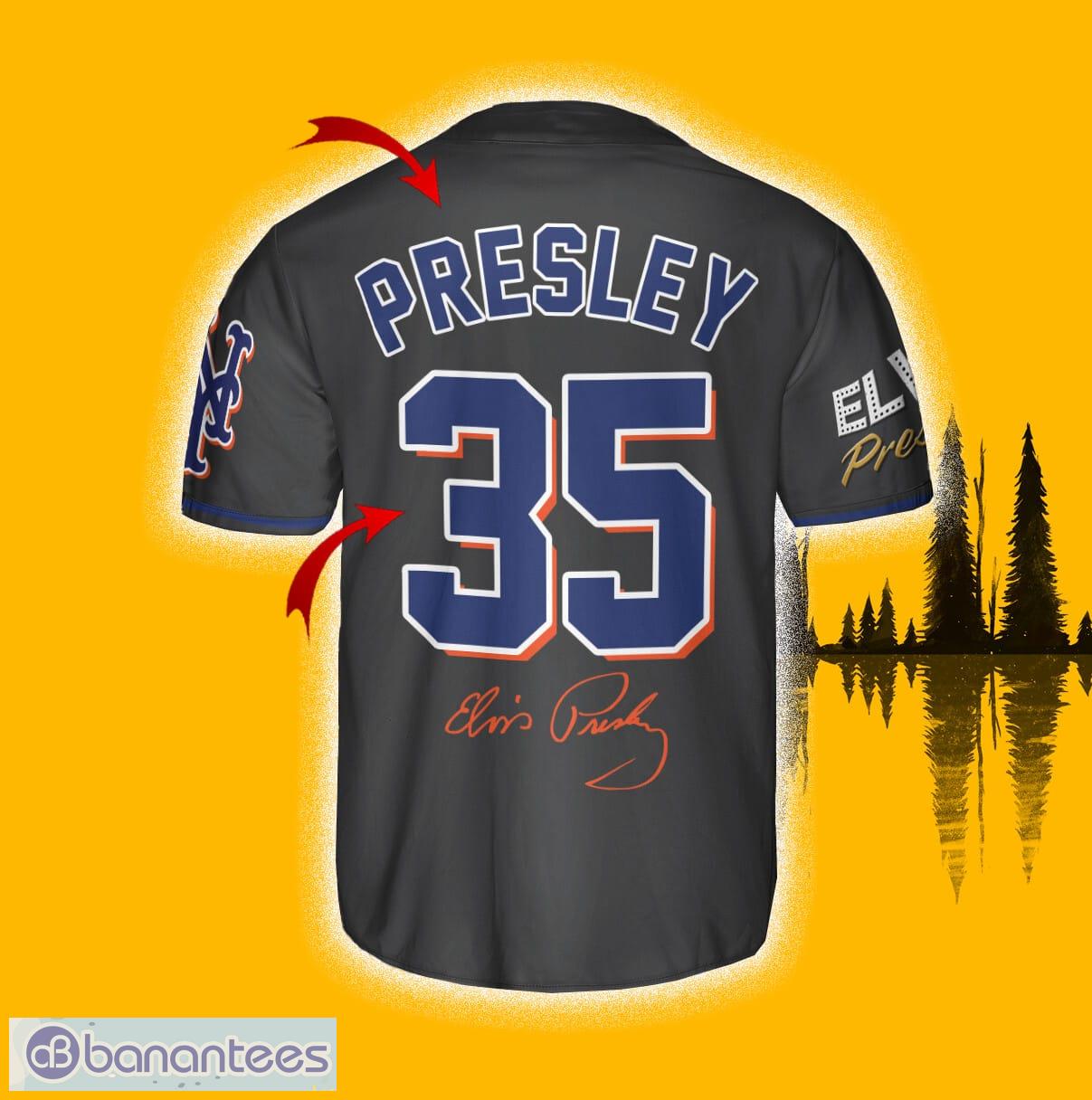 New York Yankees Elvis Presley Gray Custom Number And Name Baseball Jersey  Shirt - Banantees