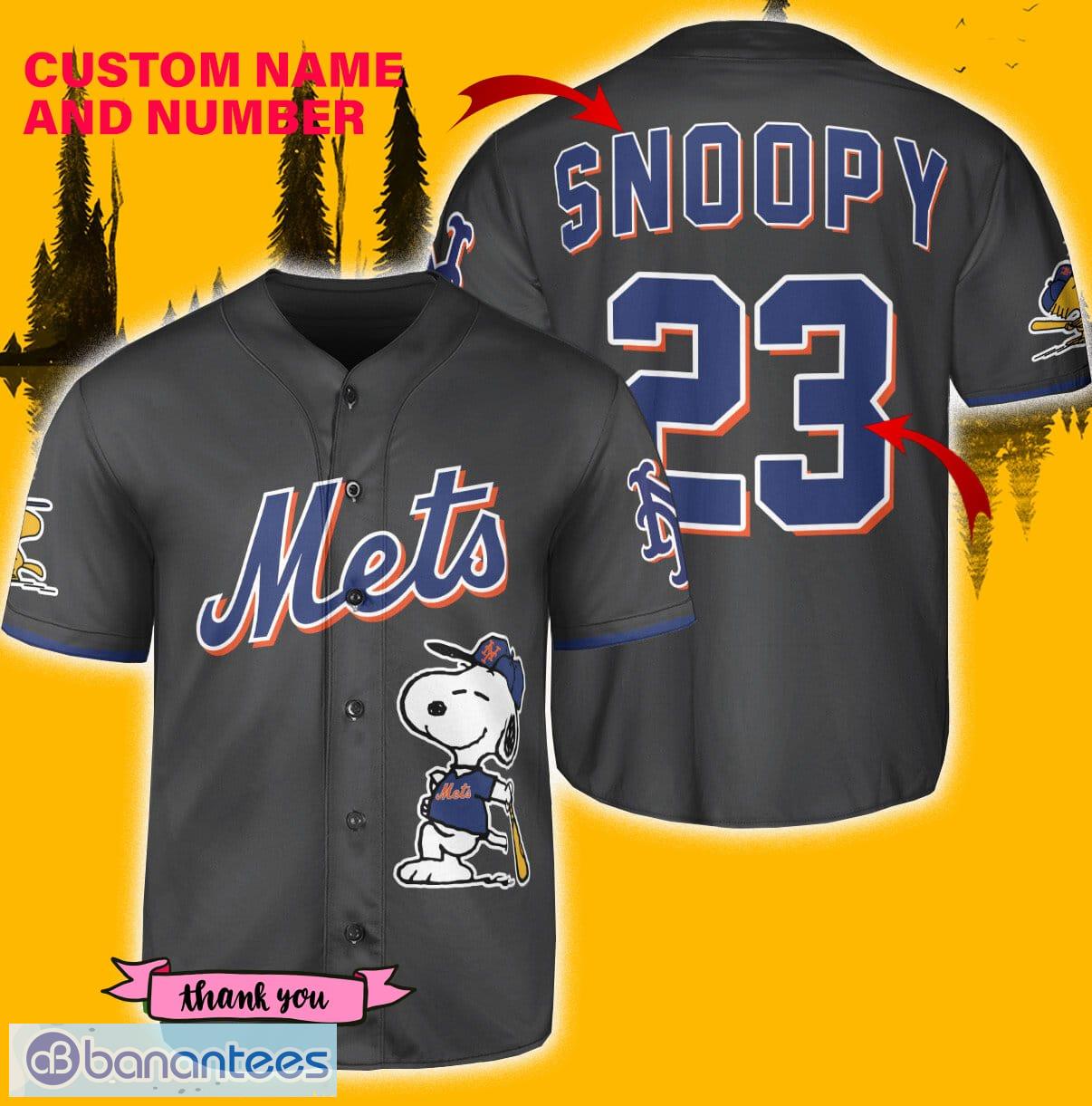 MLB New York Mets Custom Name Number Snoopy Blue Baseball Jersey