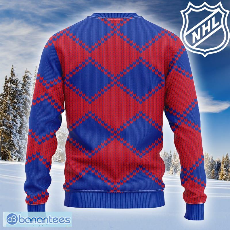 NHL New York Rangers Custom Name Red Blue 3D Ugly Christmas