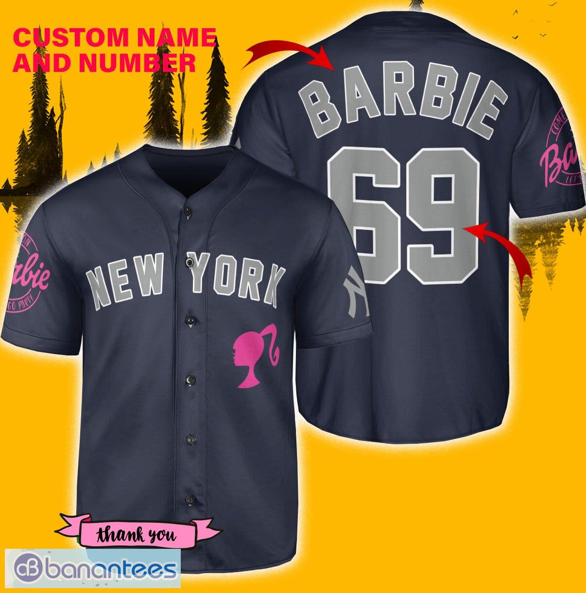 New York Yankees Barbie White Baseball Jersey Shirt Custom Number And Name  - Banantees
