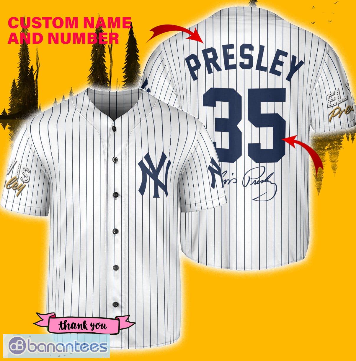 New York Yankees Elvis Presley Baseball Jersey Shirt White Custom Number  And Name - Banantees