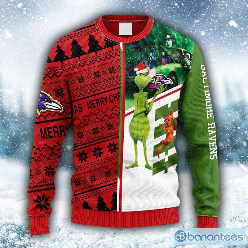 Baltimore Ravens Christmas Grinch Sweater For Fans - Banantees