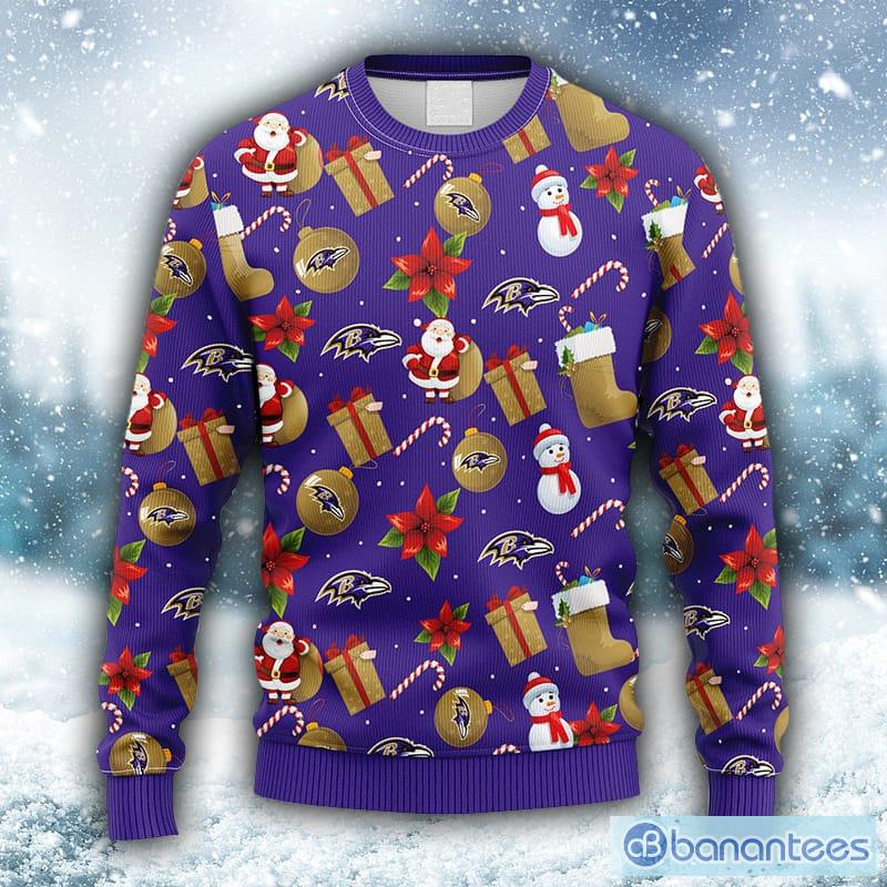 3D Print Baltimore Ravens Sweater NFL Football Fans Ugly Christmas Sweater  Christmas Gift For Men And Women