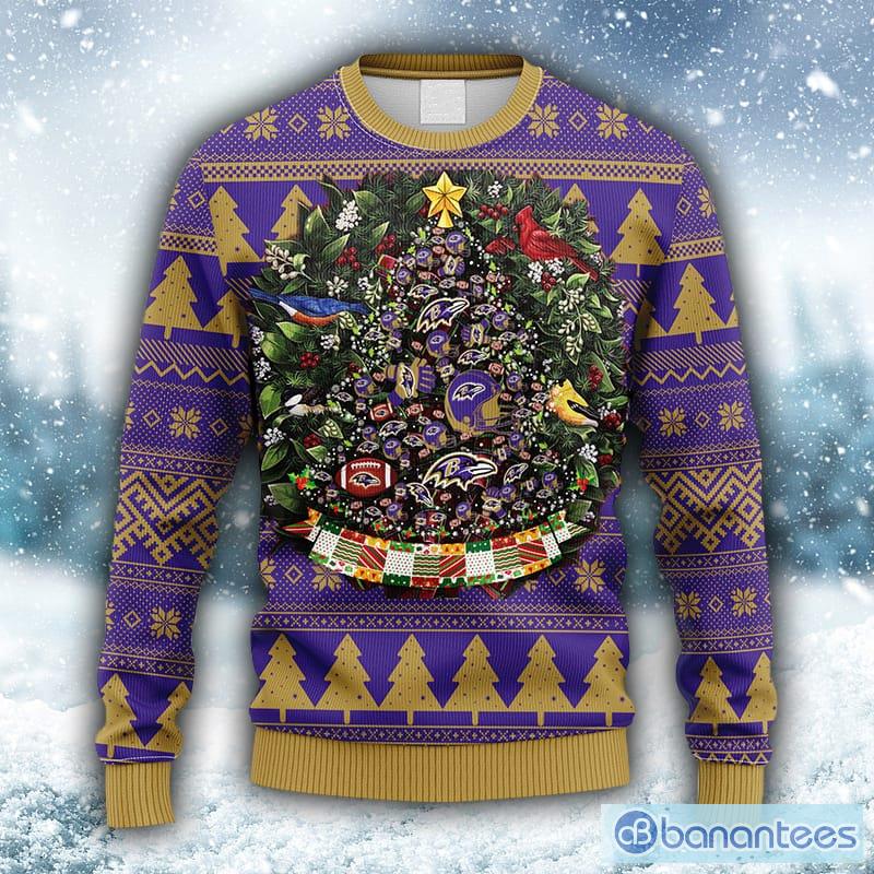 Baltimore Ravens Tree Ball Christmas Ugly Sweater