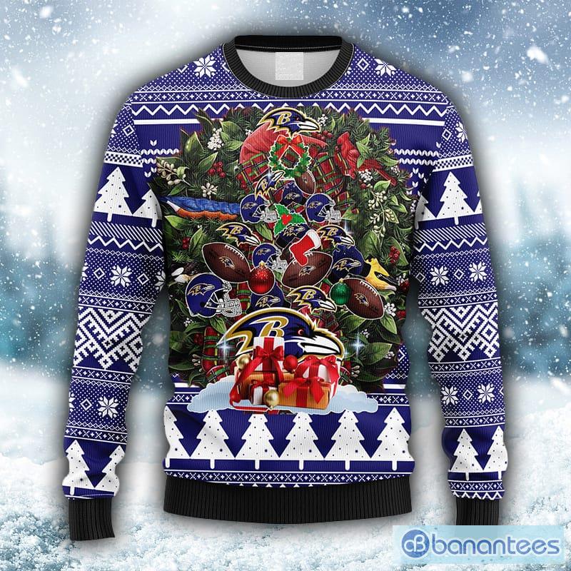 Baltimore Ravens Tree Ugly Christmas Fleece Sweater - Growkoc