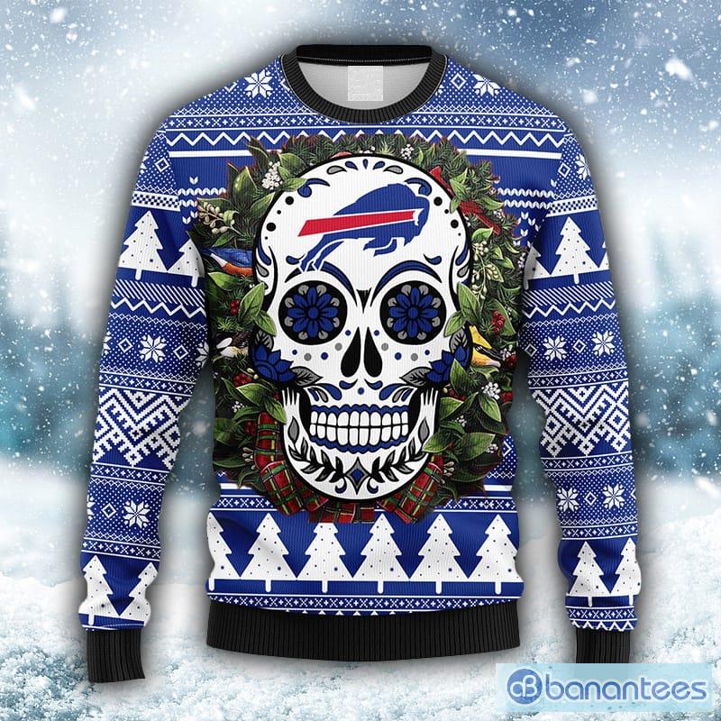 Buffalo Bills Fans Skull Handmade Ugly Christmas Sweater