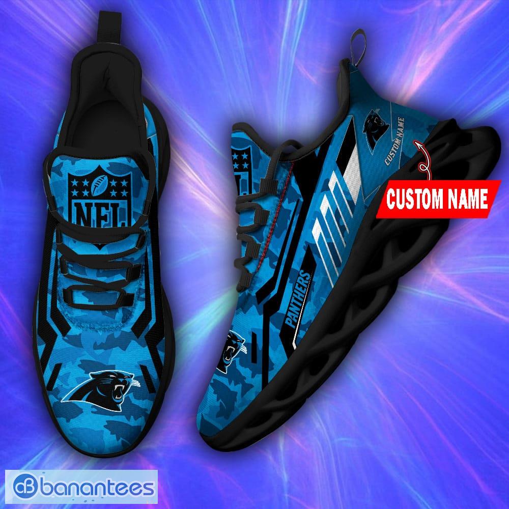 Carolina Panthers NFL Fans Camo Style Custom Name Max Soul Shoes