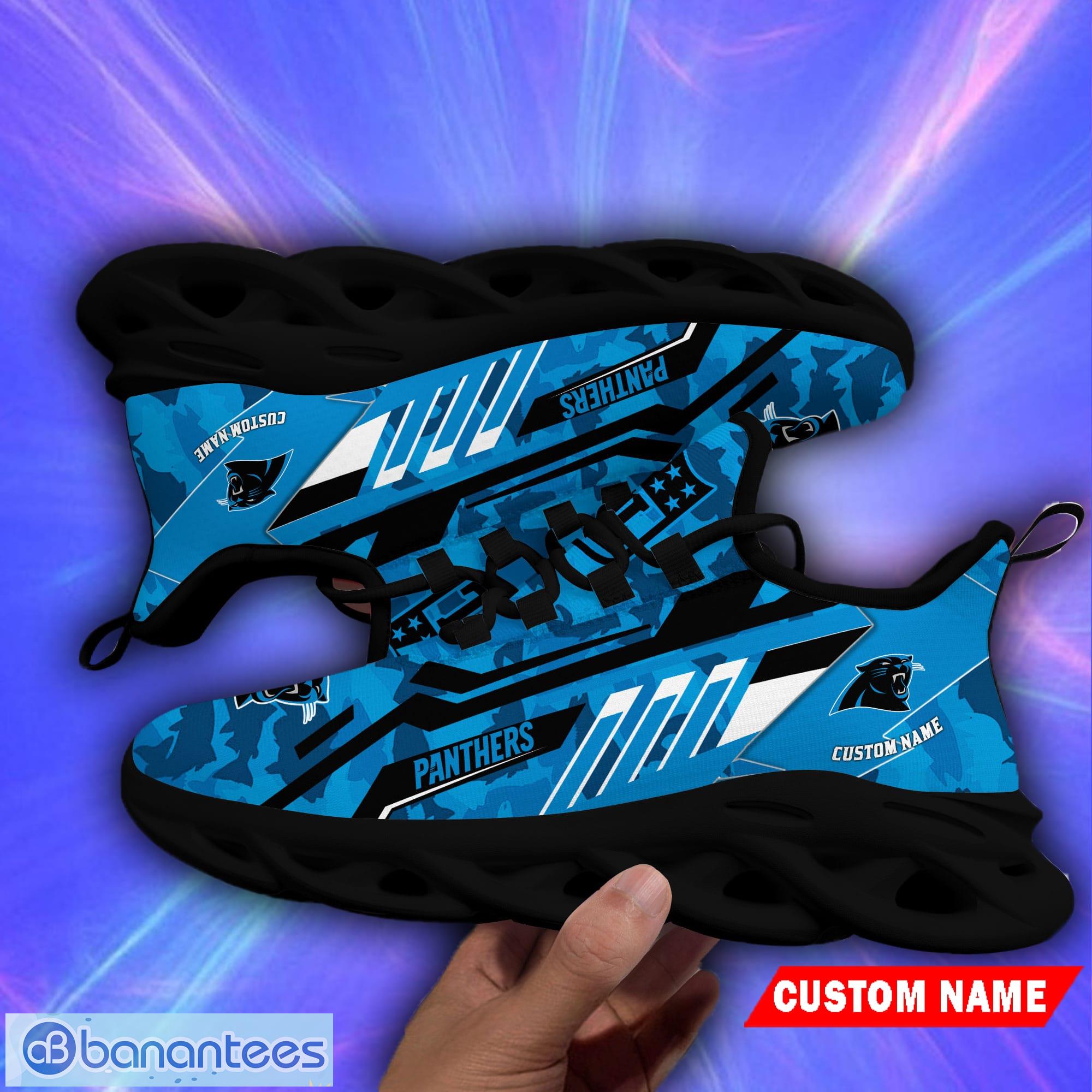 Carolina Panthers NFL Fans Camo Style Custom Name Max Soul Shoes