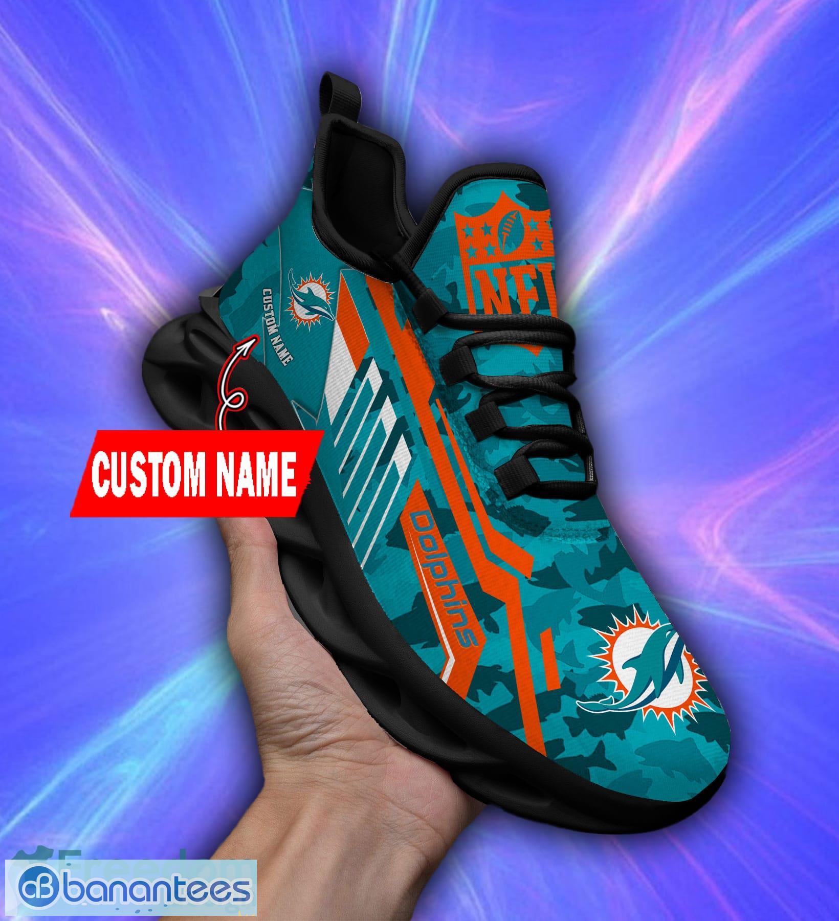 Miami Dolphins Custom Name NFL Max Soul Shoes Gift For Fans