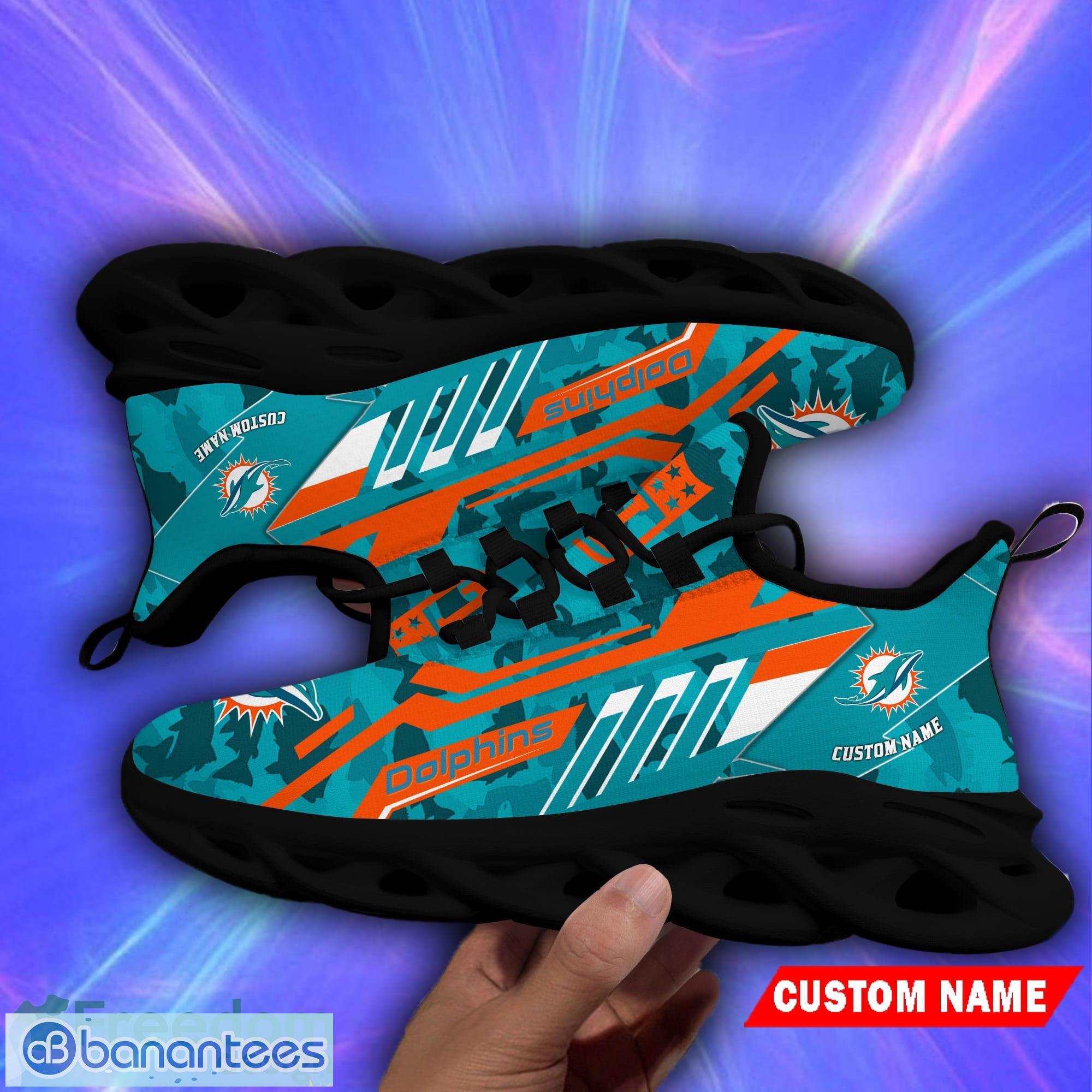 Miami Dolphins Custom Name NFL Max Soul Shoes Gift For Fans