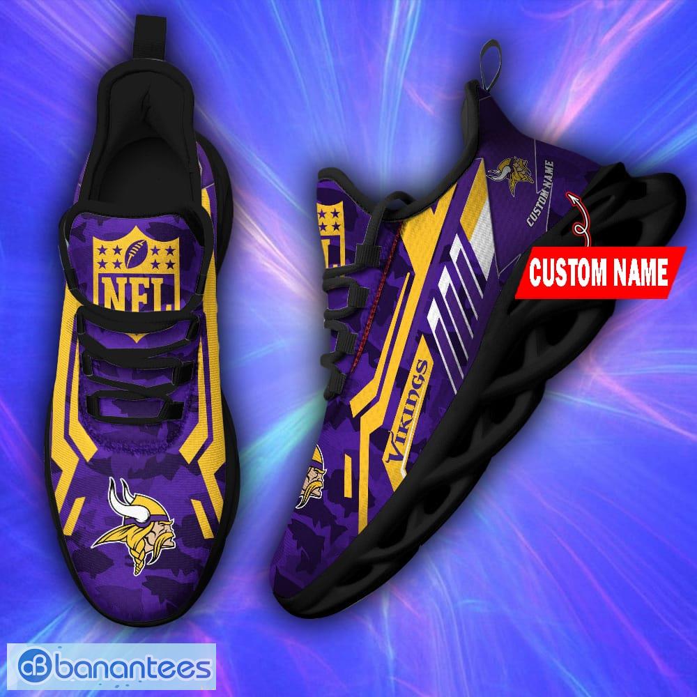 Minnesota Vikings NFL Custom Name Camo Background And Haftone Max Soul Shoes