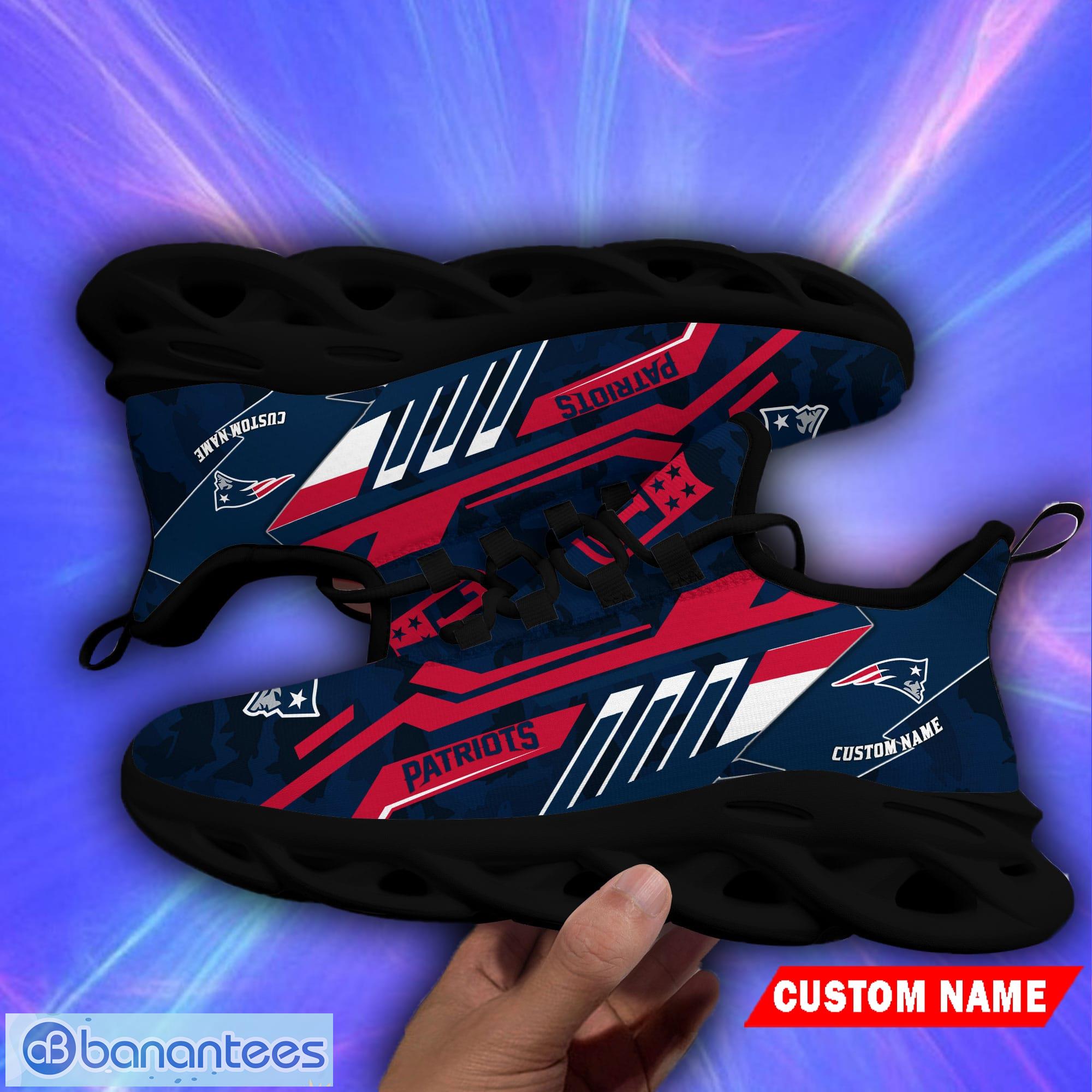 NFL Camo Fishing New England Patriots Custom Name Max Soul Shoes Gift Fans  - Banantees