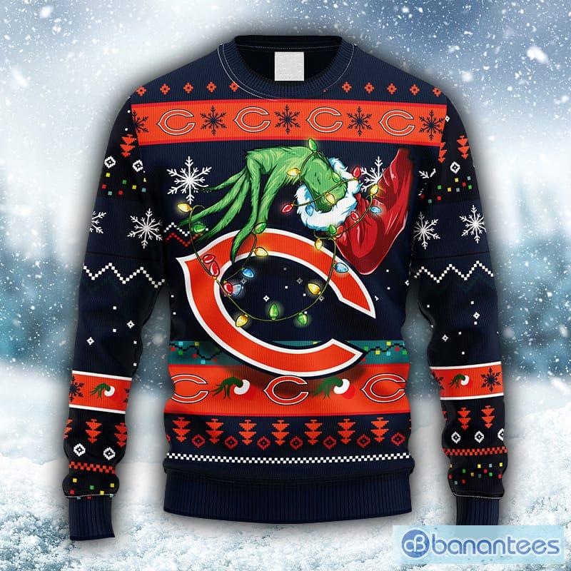 Christmas Gift NFL Chicago Bears Logo With Funny Grinch Ugly Christmas  Sweater For Fans