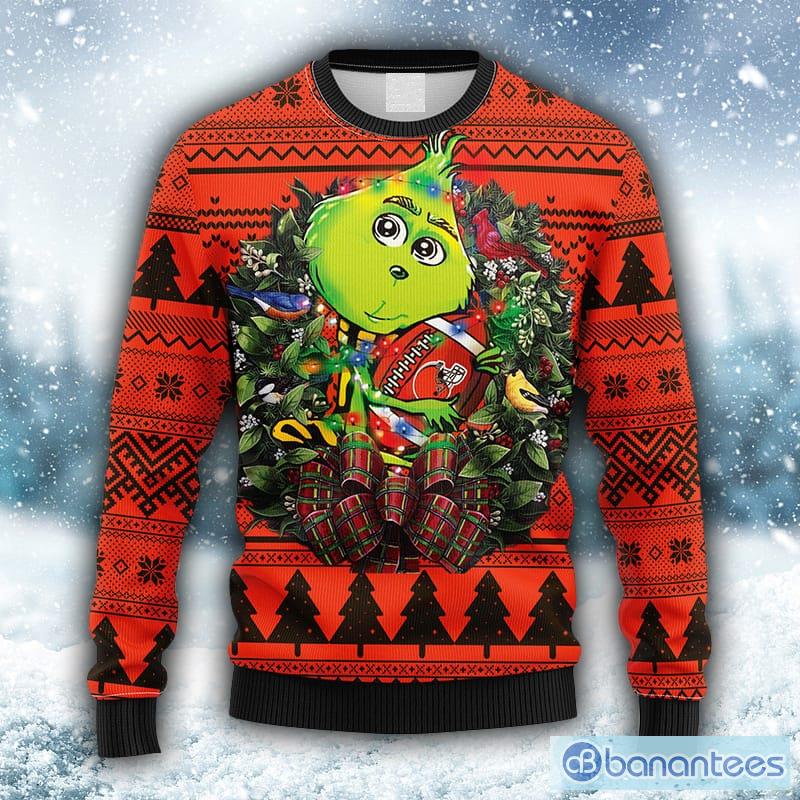 Grinch Cleveland Browns 3D Ugly Christmas Sweater