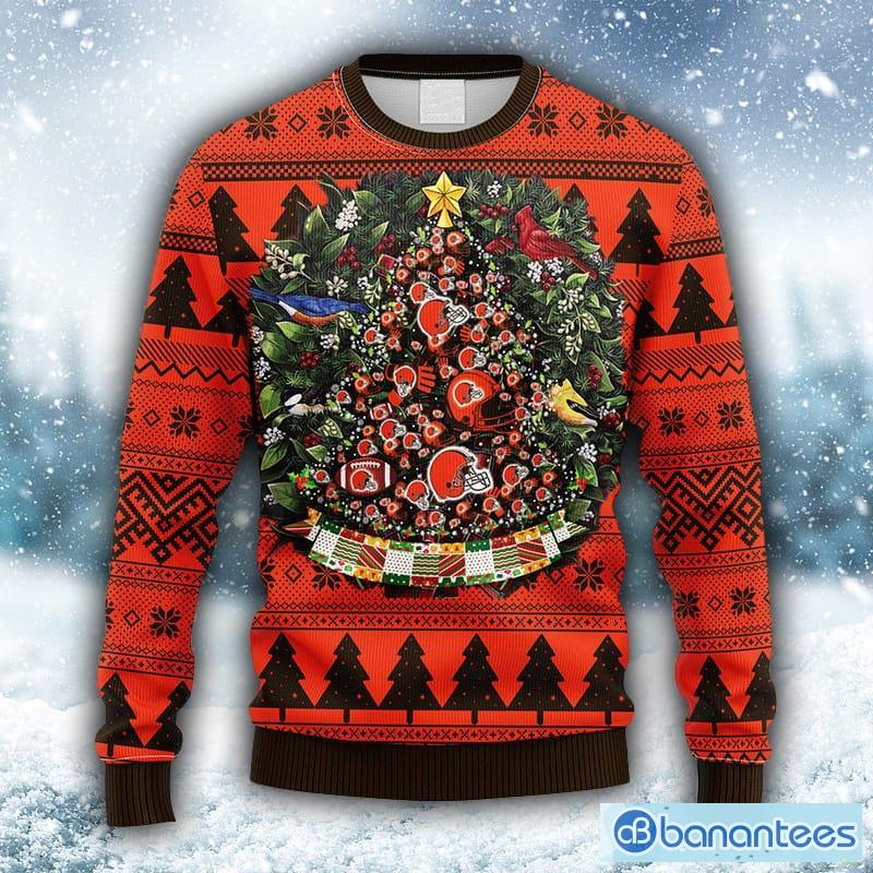 Cleveland Browns Fans Pattern Gingerbread Ugly Christmas Sweater