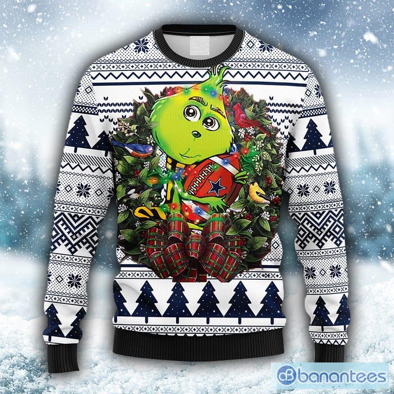 NFL Dallas Cowboys Grinch Hug Christmas Ugly 3D Sweater For Men