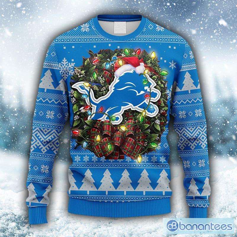 Detroit Lions Christmas Cool Reindeer 3D Ugly Christmas Sweater