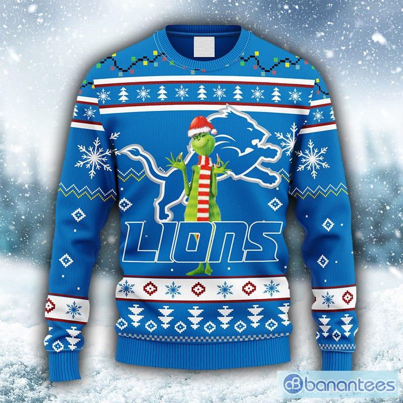 NFL Detroit Lions Funny Grinch Christmas Ugly Sweater