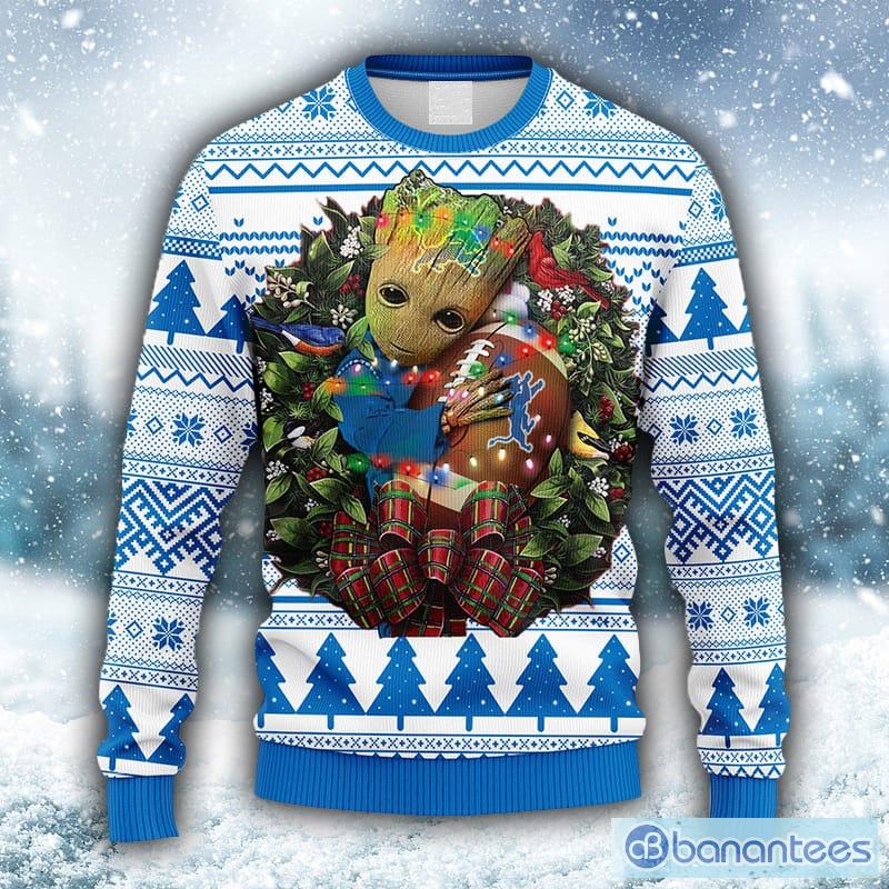 Detroit Lions Basic Pattern Ugly Christmas Sweater - Banantees