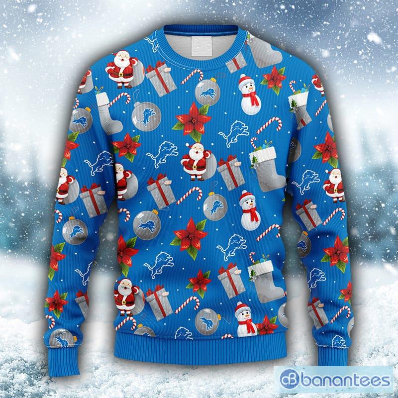 Detroit Lions Christmas Santa Claus Ugly Sweater For Men Women - Banantees