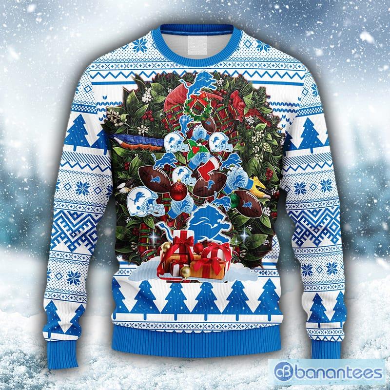 Detroit Lions Basic Pattern Ugly Christmas Sweater - Banantees