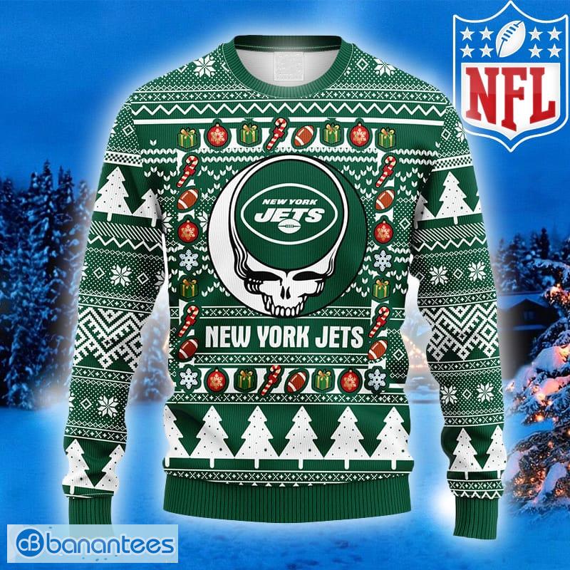 NFL Fans New York Jets Grateful Dead Logo Ugly Christmas Sweater For Men  And Women - Banantees