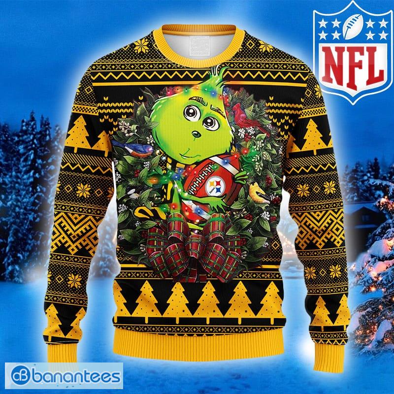 For NFL Fans Pittsburgh Steelers Grinch Hand Funny Christmas Gift Ugly  Christmas Sweater