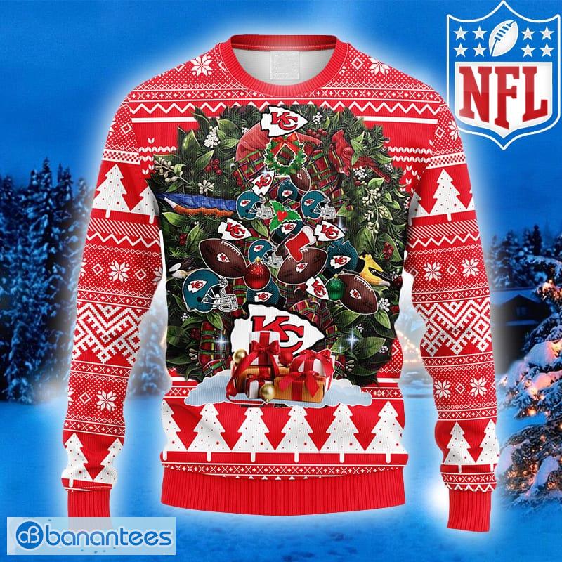 Snow Santa Pattern Logo Kansas City Chiefs Christmas Tree Ugly Christmas  Sweater - Banantees