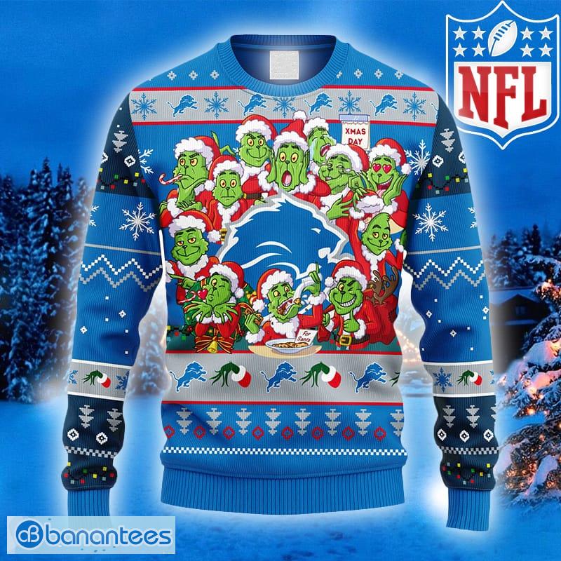 Detroit Lions Basic Pattern Ugly Christmas Sweater - Banantees