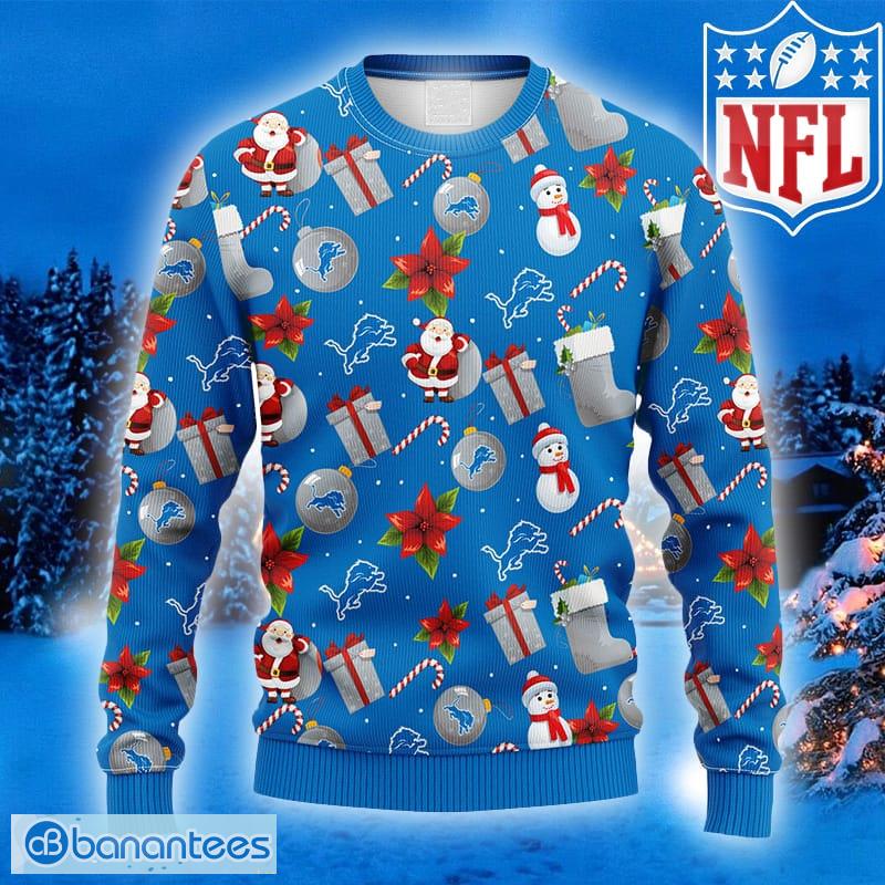 Detroit Lions Christmas Pattern Ugly Christmas Sweater Joyful AOP