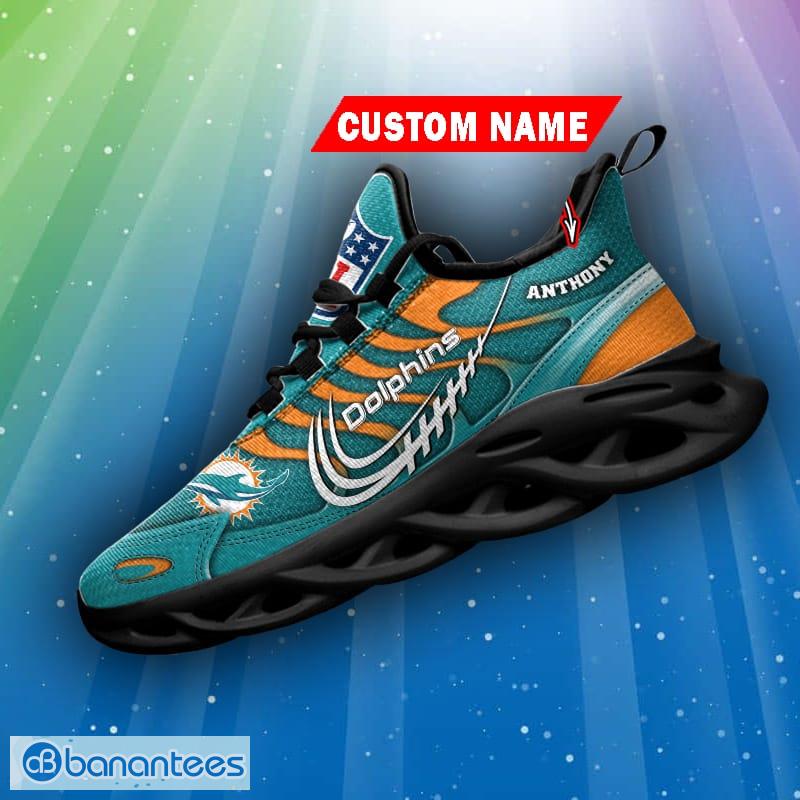 Custom Name Miami Dolphins NFL Logo Air Cushion Sports Shoes Men Women -  Banantees