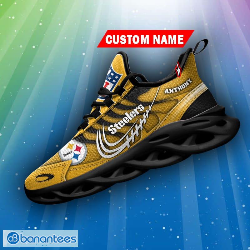 Custom Name NFL Pittsburgh Steelers Style Logo Caro Max Soul Shoes