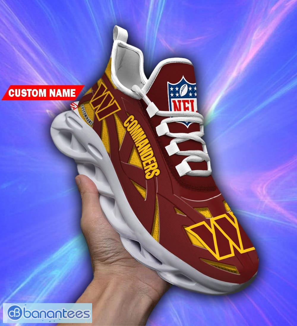 NFL Waves Logo Washington Commanders Sport Sneakers Fans Max Soul Shoes  Custom Name - Banantees