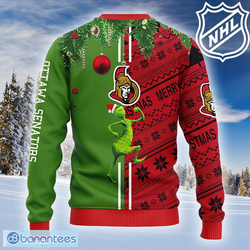 Nhl Ottawa Senators Christmas Ugly Sweater Print Funny Grinch Gift