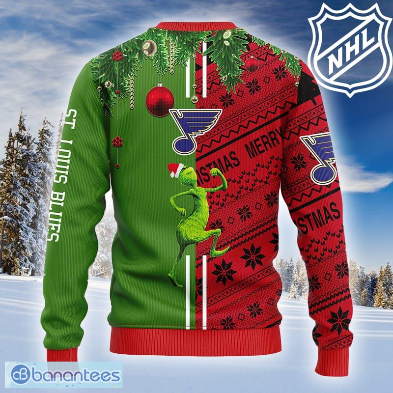 NHL St. Louis Blues Santa Claus Snowman Ideas Logo Ugly Christmas Sweater  For Fans - Banantees